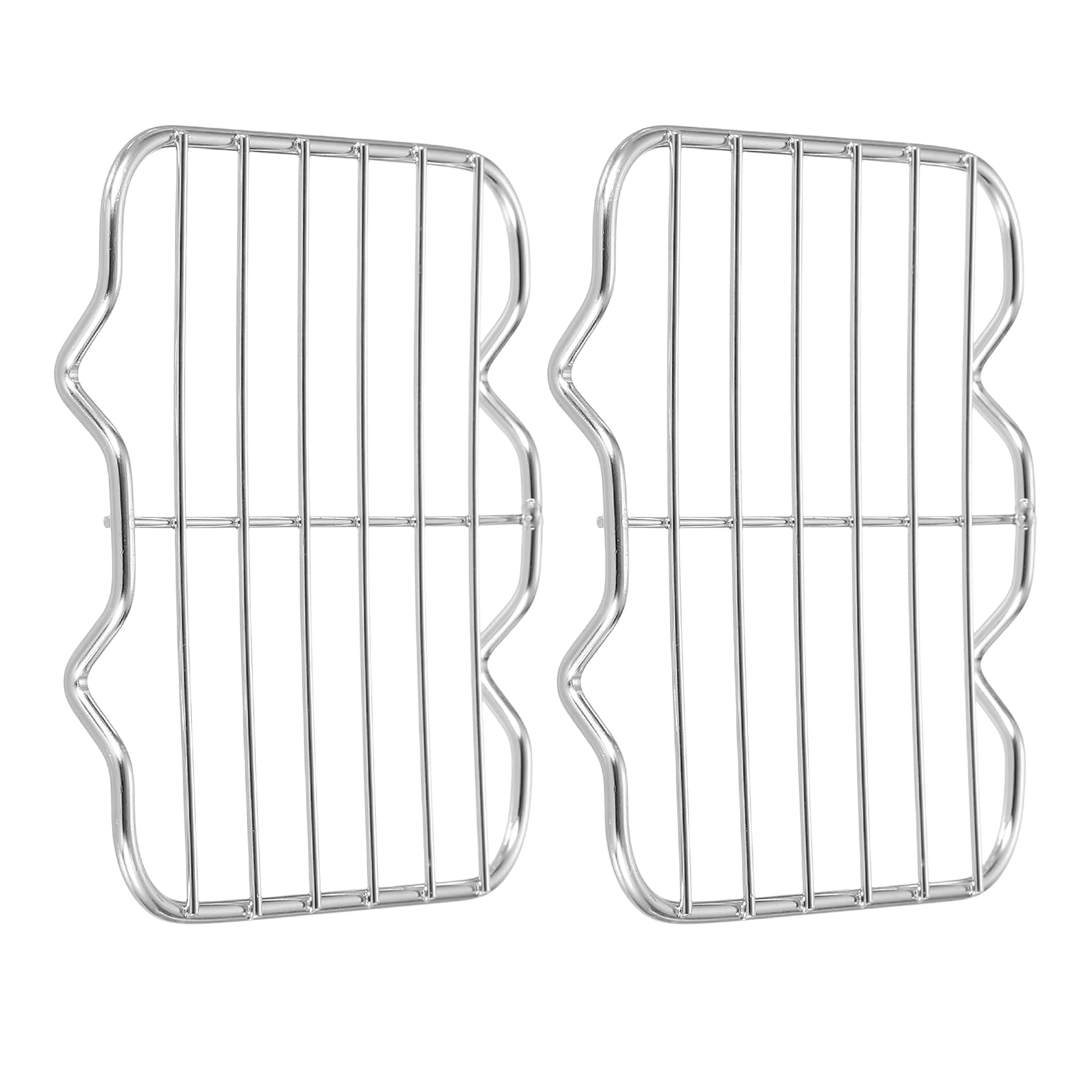 sourcing map 2Pcs Rectangle Rack, 4.8" x 4.5" Stainless Steel Wire Cookie Rack Grill Grate Cross Wire Barbecue Grill for Cooking, Roasting, Grilling, Drying, Oven, Silver
