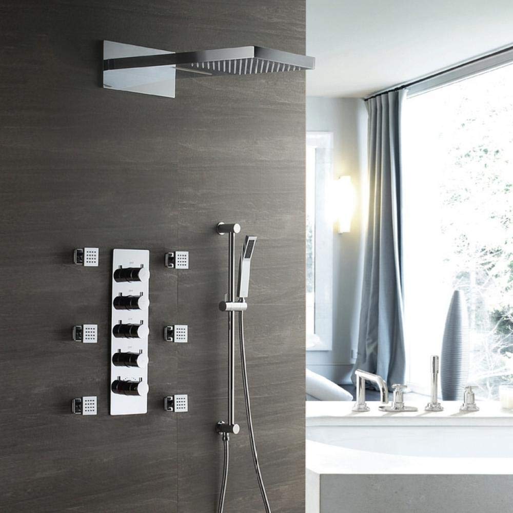 Regendusche Armaturen Thermostatische Steuerung Duschventil Messing Bad Dusche Wasserhahn Badezimmer Regen Dusche Set