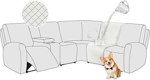 Miniatura 64 de ALIECOM Fundas impermeables para sofá seccional reclinable para sofá seccional reclinable elástico en forma de L, fundas de esquina lavables de