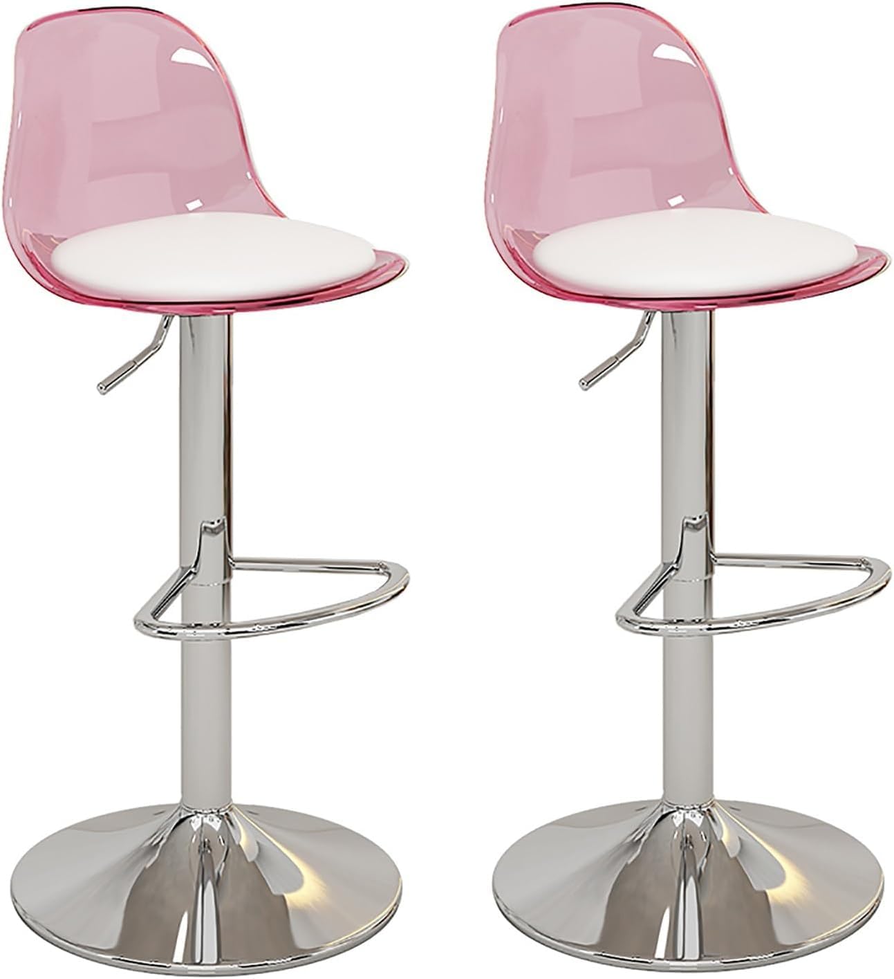 Tabourets de bar en acrylique rose réglables lot de 2