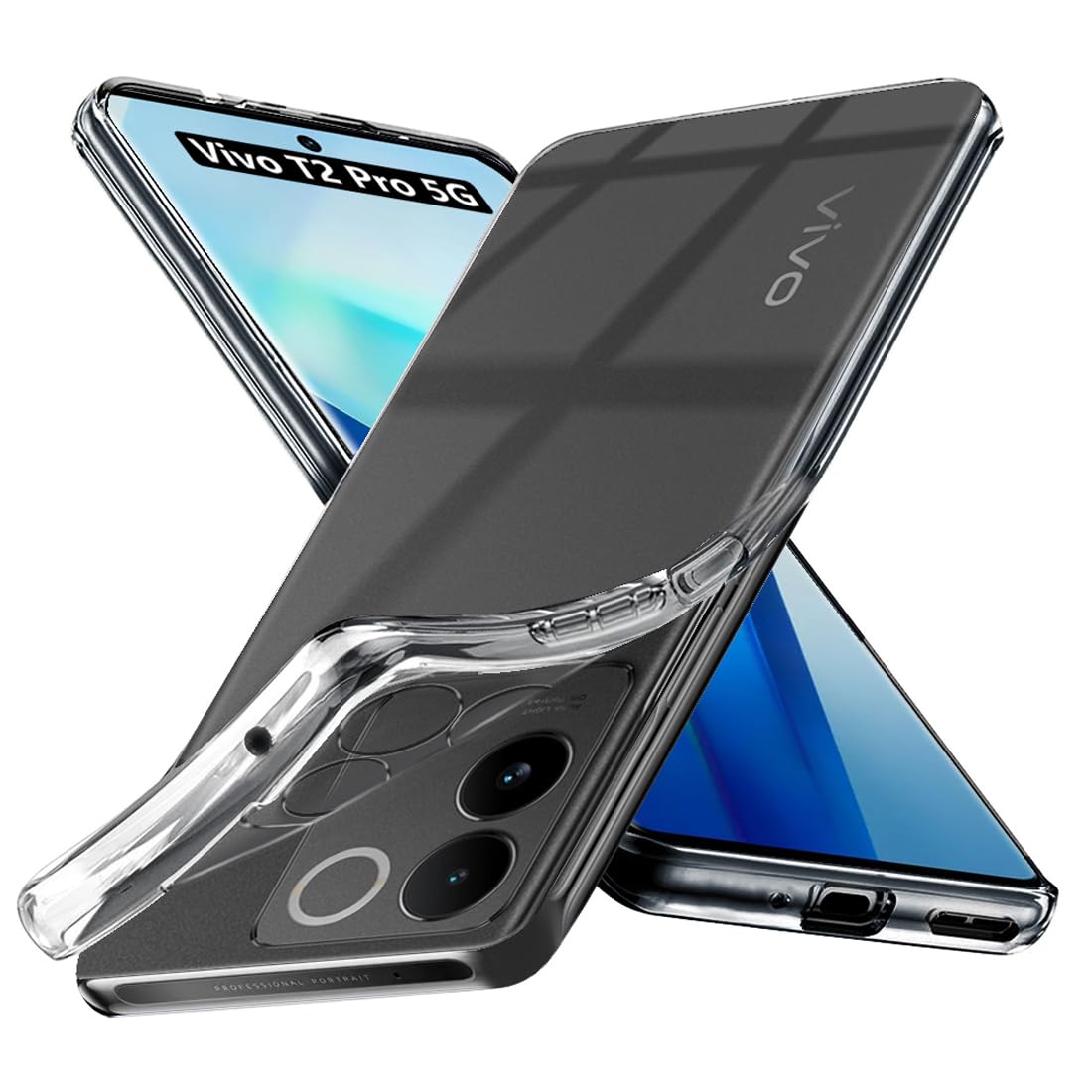 Fashionury Shockproof Crystal Clear Back Cover for Vivo T2 Pro 5G | Raised Bumps for Camera & Screen Protection | Transparent Back Cover for Vivo T2 Pro 5G (B0CK6NTD5L) Amazon Price History, Amazon Price Tracker