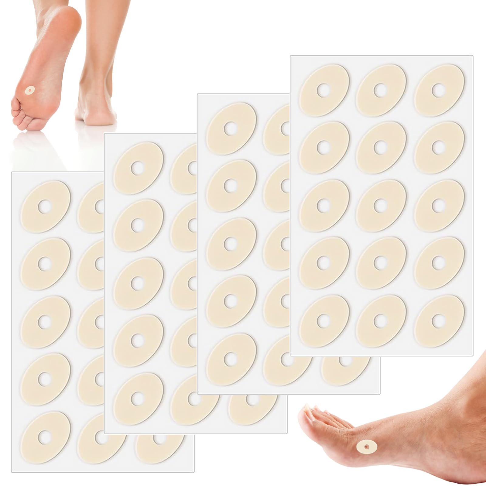 60 Piezas Cojines de maíz, Yeso de Almohadillas de Maíz Autoadhesivas Pegatina, Espuma de látex Suave, antifricción, Reduce el Dolor de pies y talón