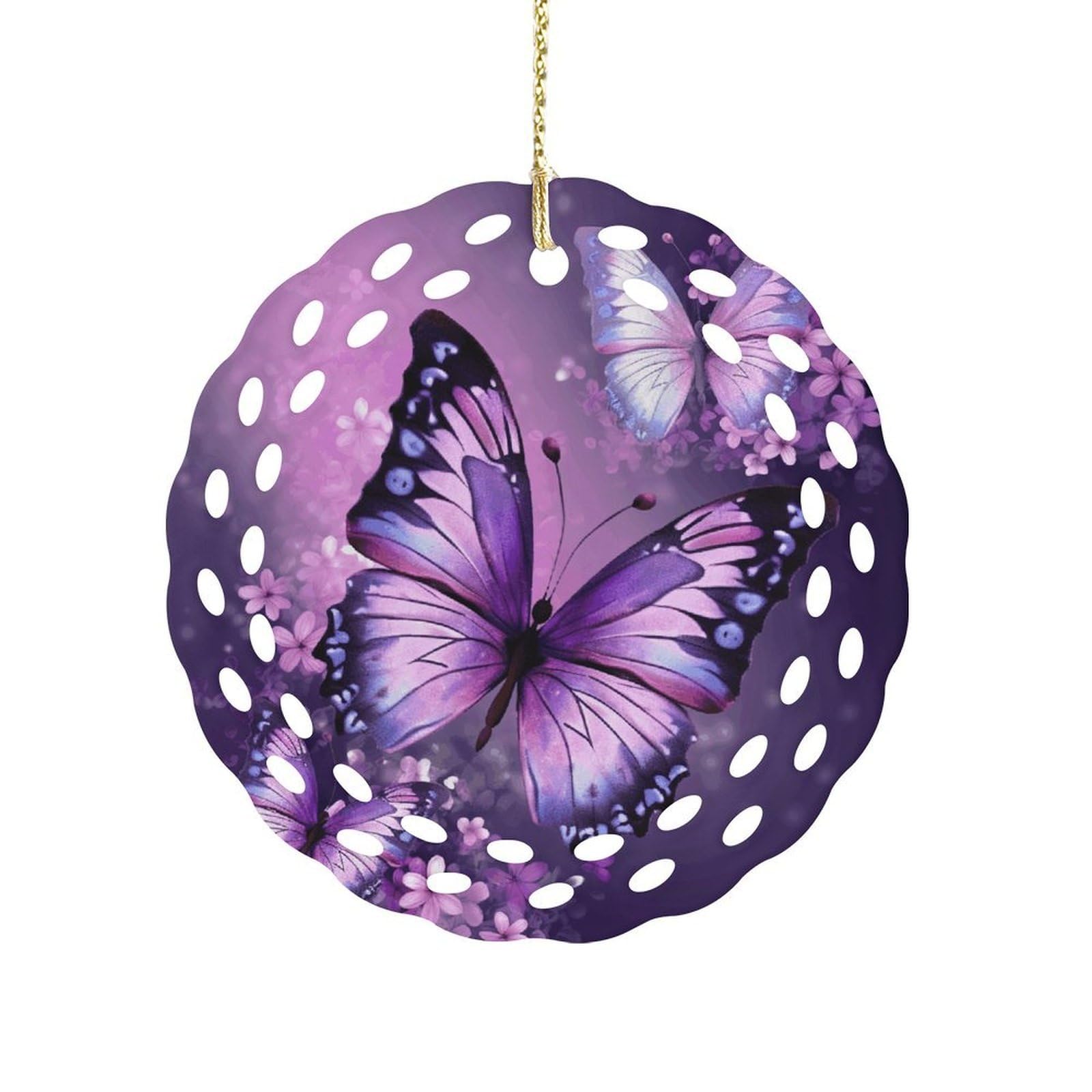 Beautiful Purple Butterfly Art Christmas Ornament Holiday Hanging Decoration Xmas Tree Keepsake Personalized Xmas Tree Ornament Round Ceramic Ornaments for Keepsake Gifts Ideas Home Decor