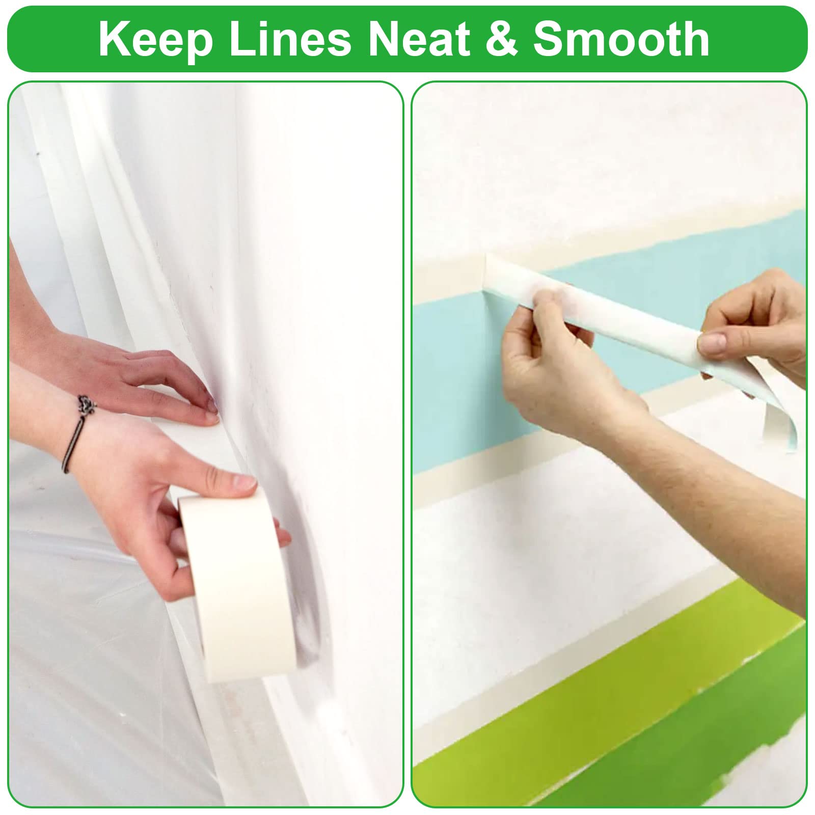 8 cintas adhesivas de 50 m x 50 mm para pintar, cinta adhesiva ancha de baja adherencia, cinta adhesiva para vidrio, pintura, artistas, decoración, manualidades, papelería escolar (blanco)
