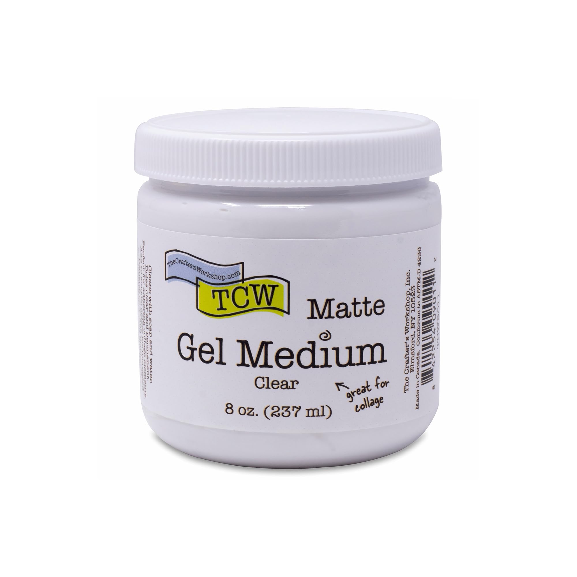 The Crafter's Workshop Matte Gel Medium for Acrylic Paint - Dimensional Clear Texture Paste for Stenciling & Mixed Media Art - Boutique Quality, 8 oz Jar