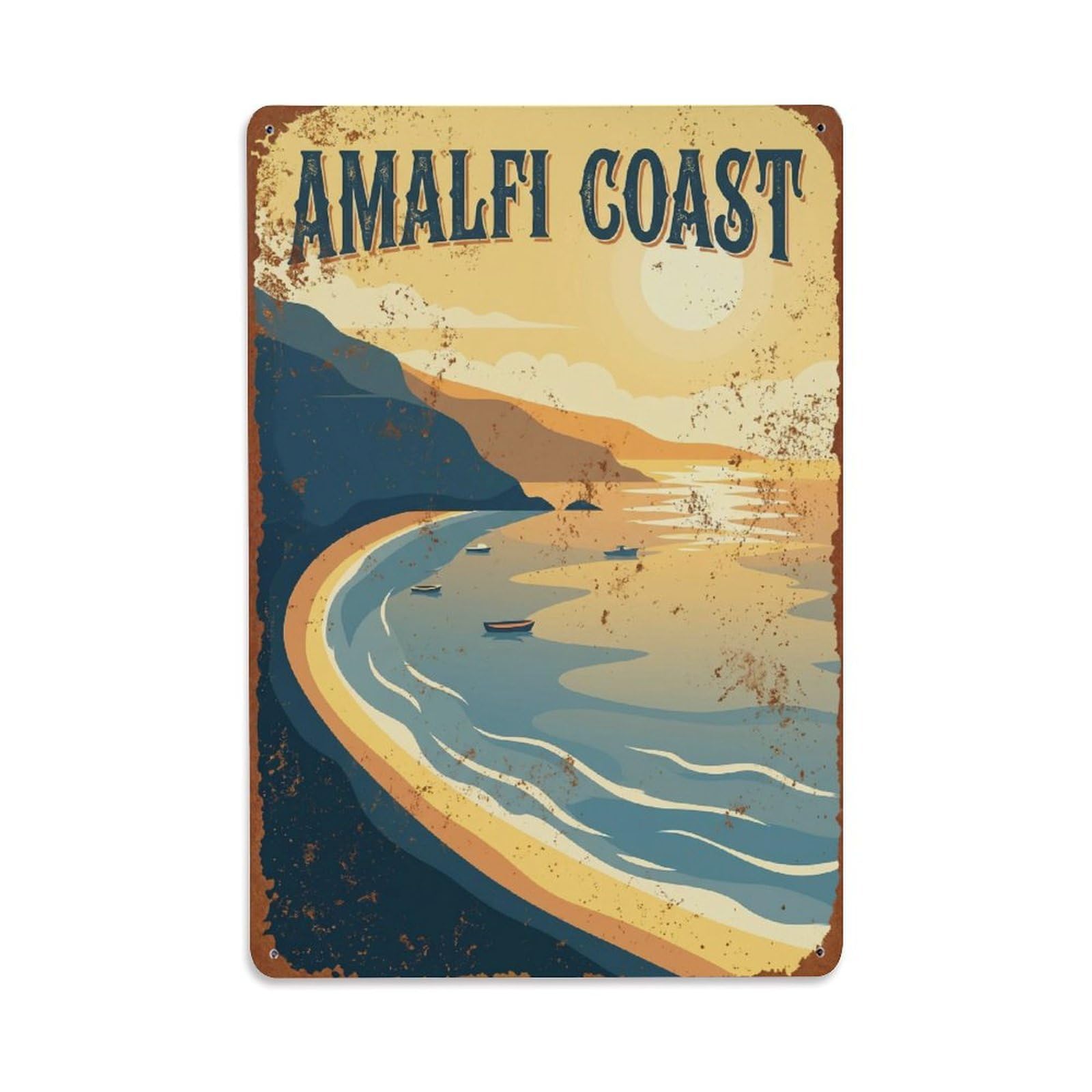 Vintage Travel Seashore Italy Tranquil Metal Tin Sign