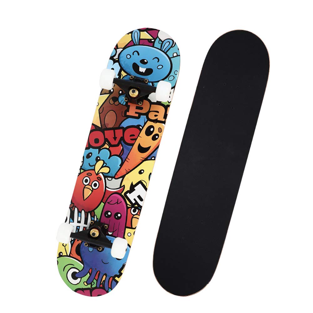 Tabla de Skate Retro, 7Capas Maple Wood Skateboard Completo, ABEC-11Mute Rodamientos+Alta Velocidad PU Rueda, para Principiantes y Profesionales