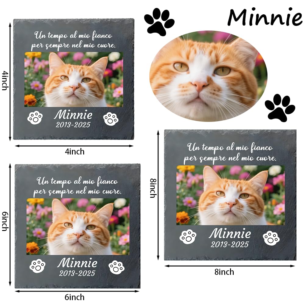 Pietra Tombale Personalizzata per Gatti con Foto - Targa Commemorativa per Giardino, Regalo di Condoglianze