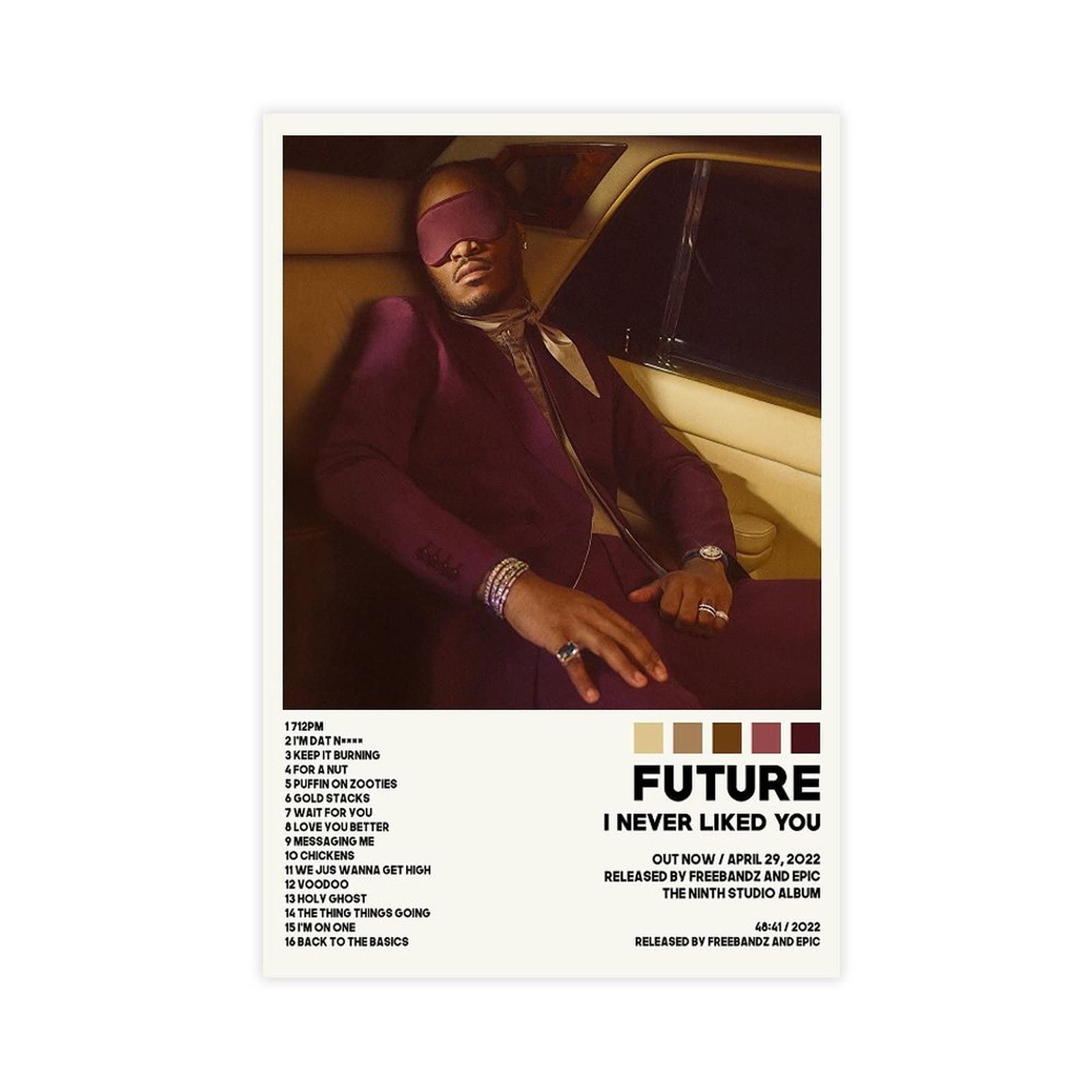 ORROBI Future Posters I Never Liked You Tracklist Album Cover Poster Canvas Poster Wall Art Decor Print Picture Paintings for Living Room Bedroom Decoration Unframe-style 12x18inch(30x45cm)