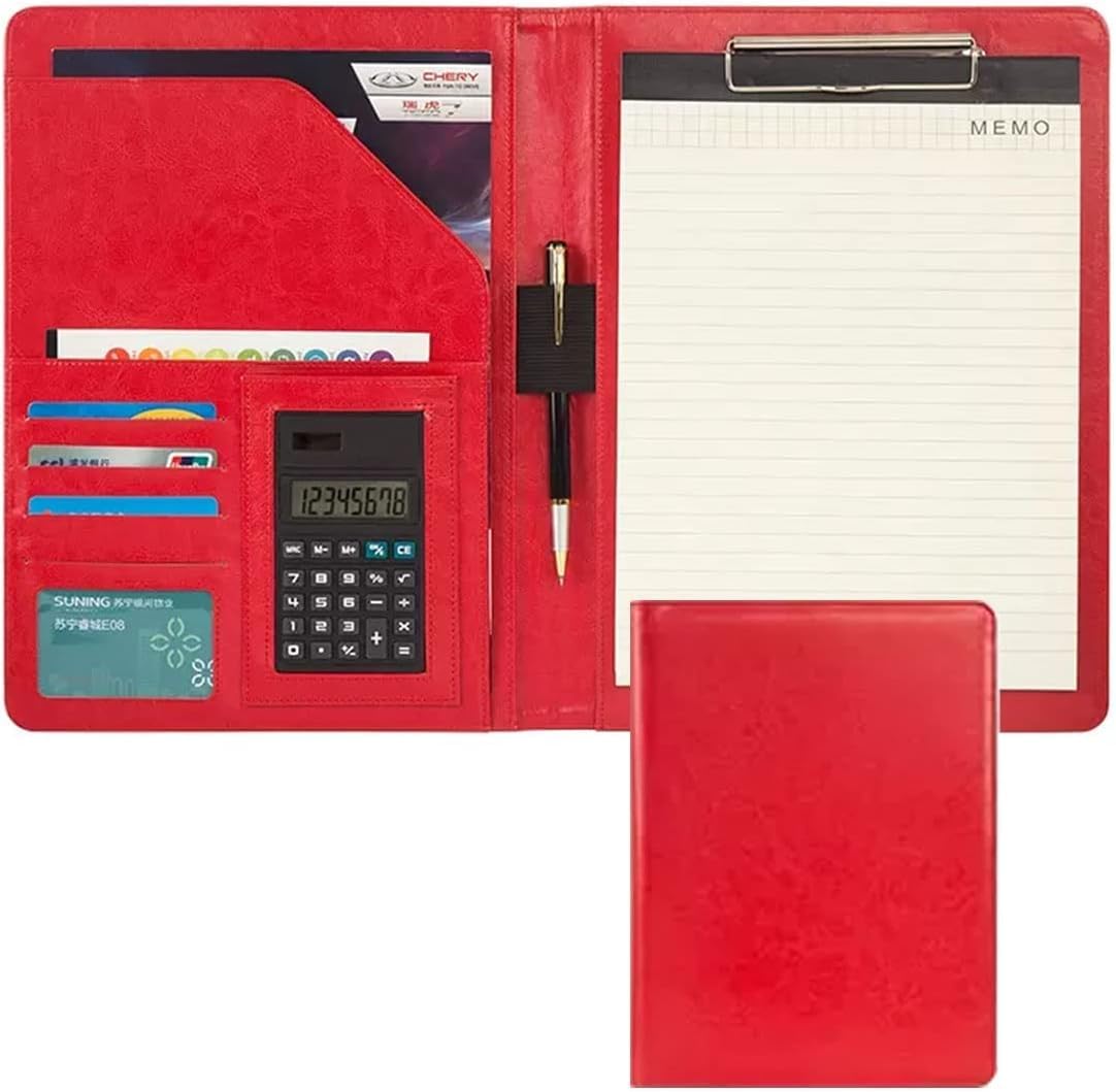 VHJdtE Folder, Document Organizer with Case W/Card Slots Folder for Men Women Anybody(Rood)
