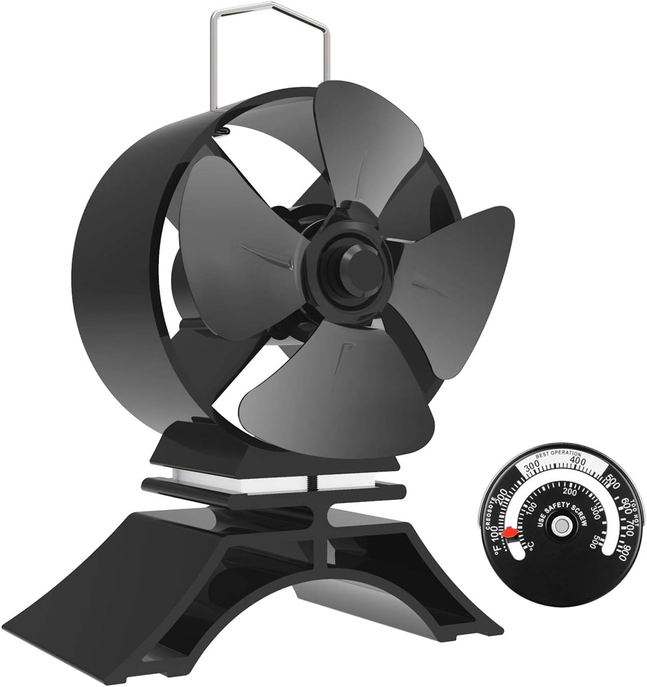 Small Stove Fan-4-Blade Round Heat Powered Stove Fan for Wood/Log Burner/Fireplace - Environment Friendly,Silent [Energy Class A+++]