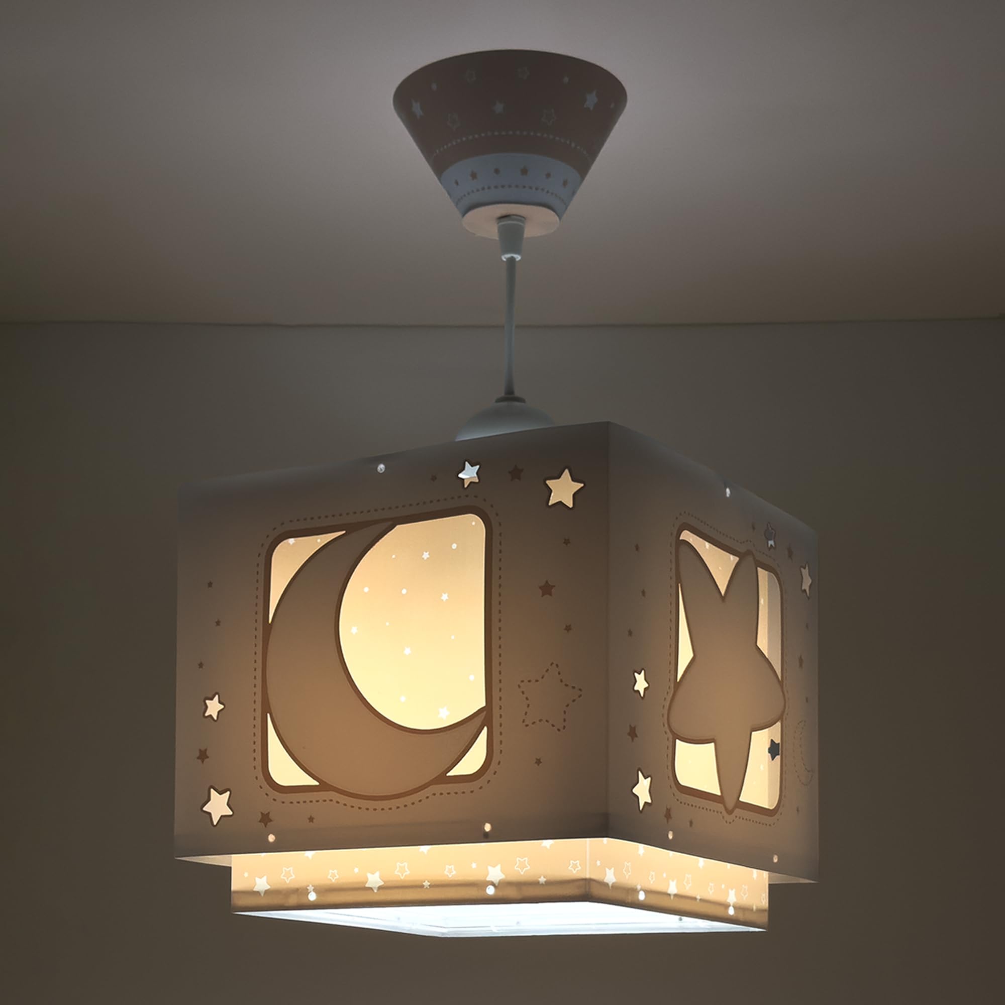 Dalber Lámpara de techo colgante infantil Luna y Estrellas Moonlight 63232B Color Beige, lámparas infantiles -