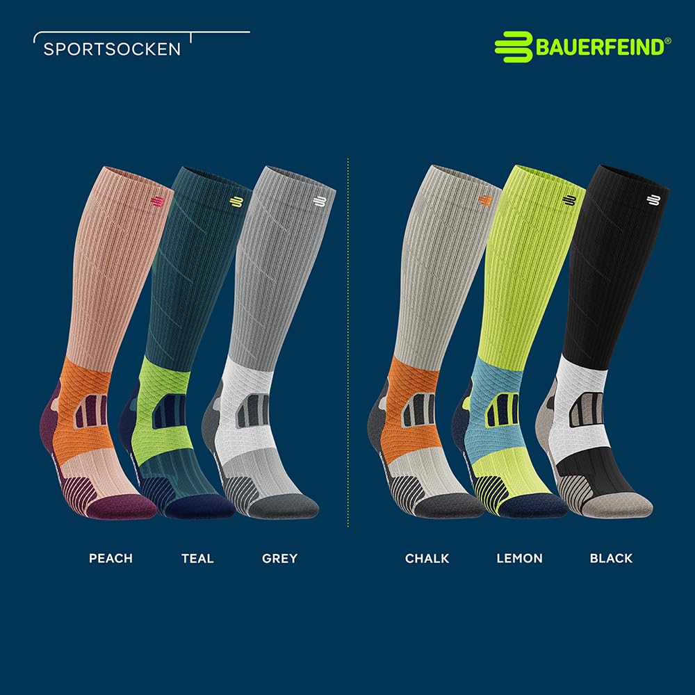 BAUERFEIND Trailrunning-Socken „Trail Run Compression Socks“, Herren Sportsocken mit Kompression, Stabilität im Sprunggelenk, 1 Paar