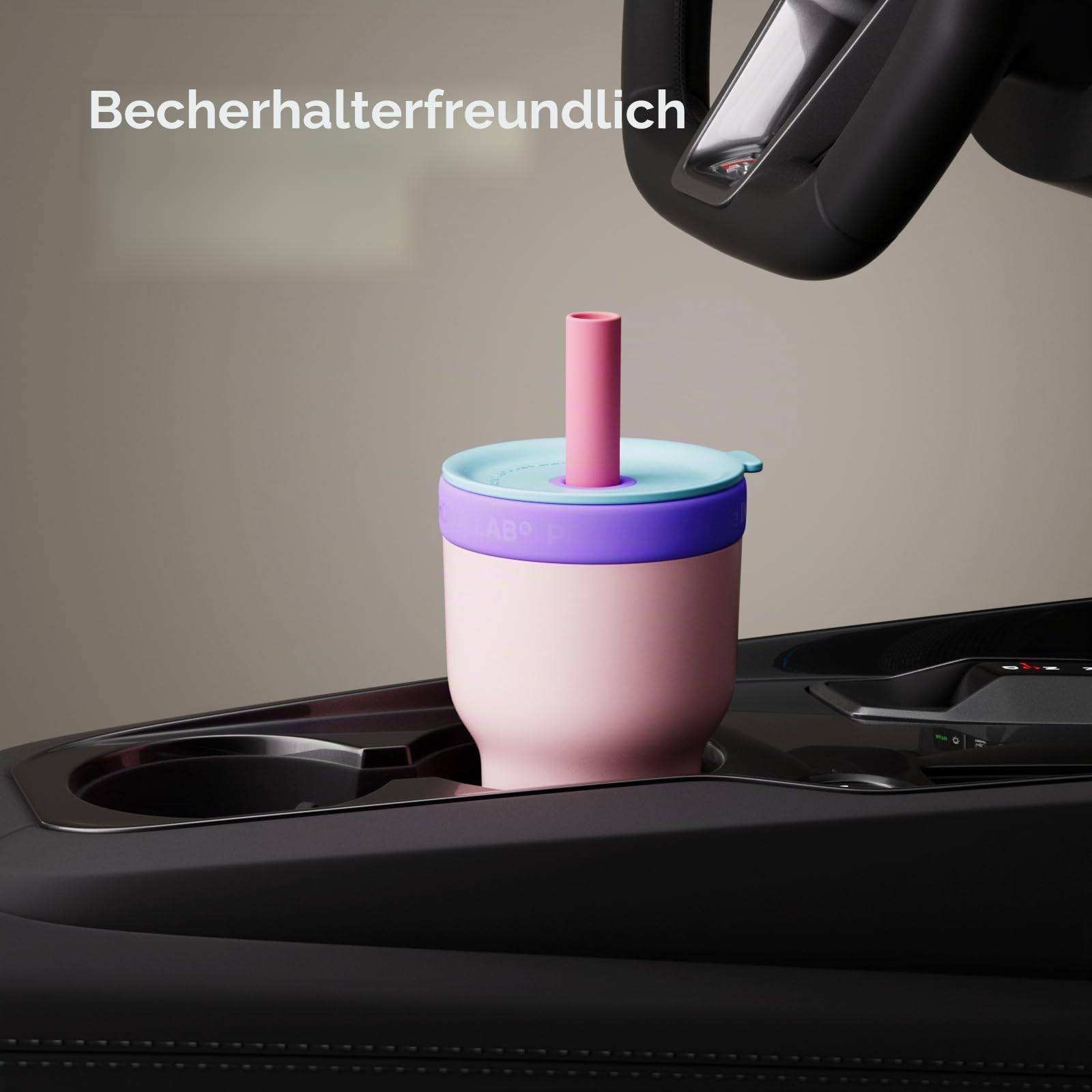 CHAKO LAB Isolierflasche aus Edelstahl | Doppelschichtiger Becher mit Glas- und Edelstahl-Innenbehälter | BPA-frei auslaufsichere Thermoskanne | 600ml Flasche mit zwei Strohhalmen | Rosa & Lila