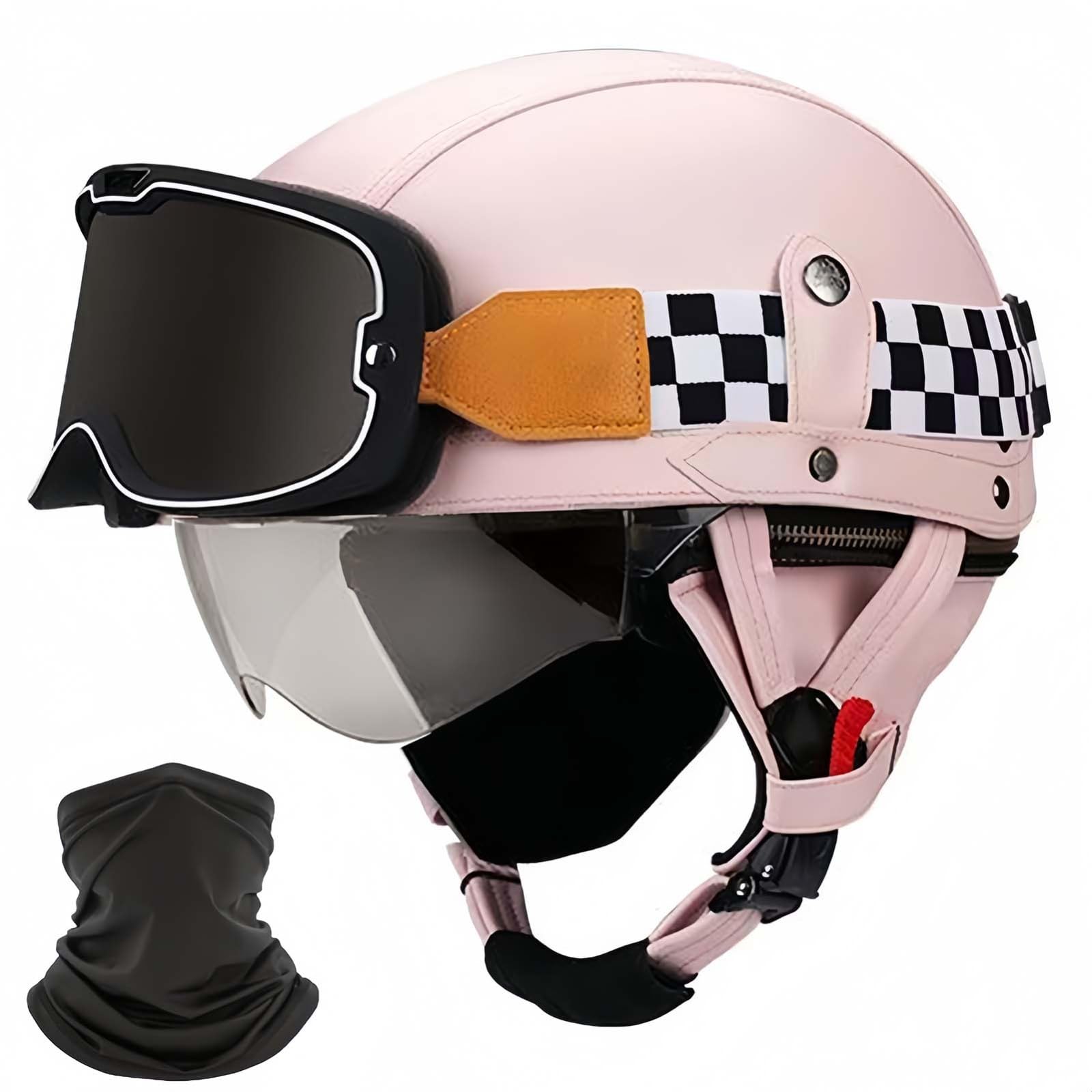 Półkask dla motocyklistów, retro, ręcznie wykonany z niemieckiej skóry, półkask, szybkie zapięcie i okulary ochronne, certyfikat ECE półkask vintage