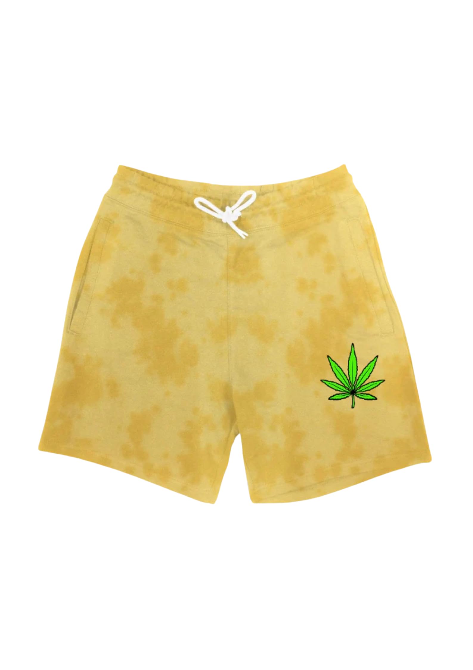 Unisex Tie Dye Shorts | Weed Embroidery Tie Dye Drawcord Elastic Waist Shorts | 260 GSM Cotton Blend | Casual, Party & Festival Wear-image-40