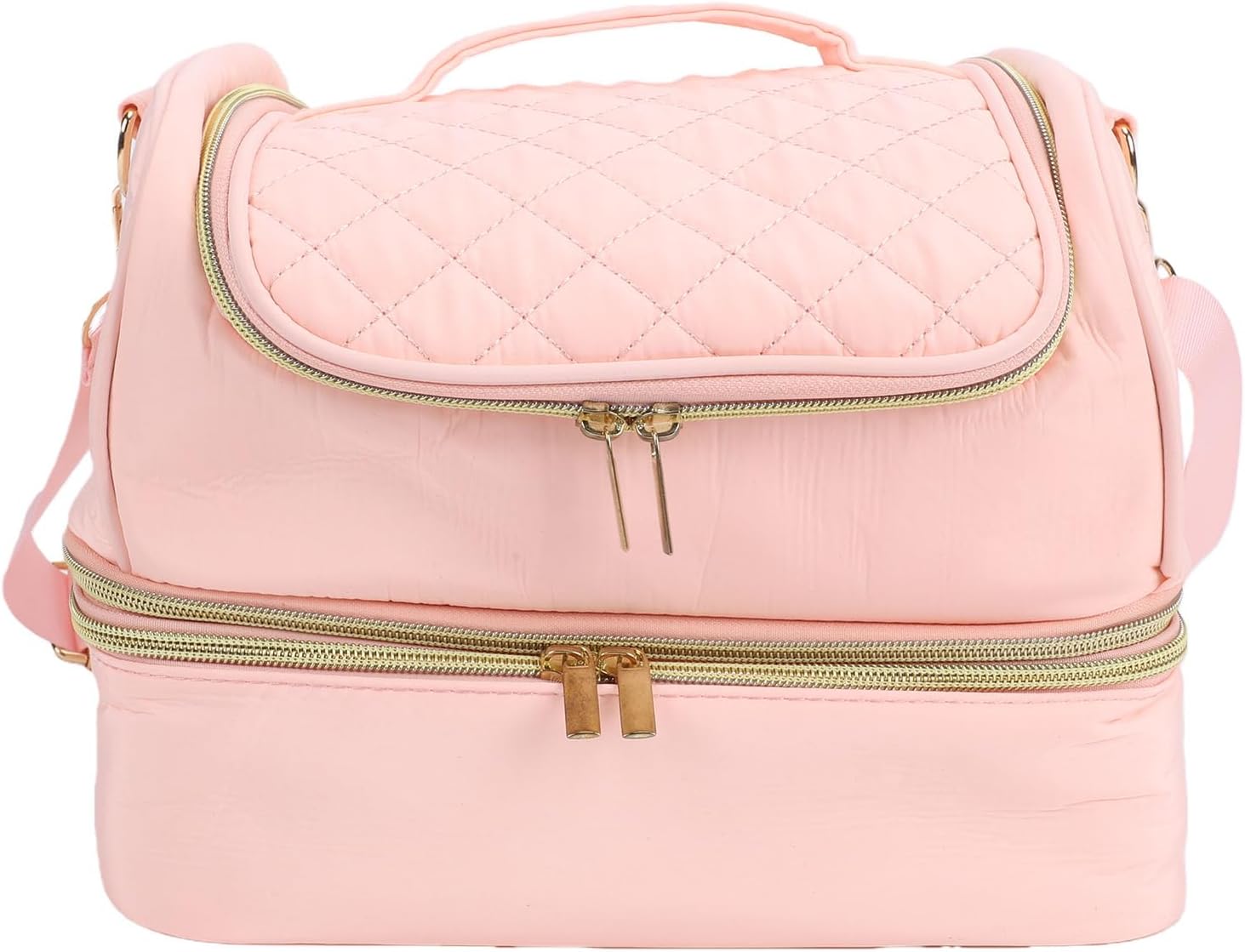 AMONIDA Nail Polish Case Nail Polish Carrying Bag Storage Box Double Tiers Foldable Adjustable Shoulder Strap with 35 Bottle Capacity for Profess