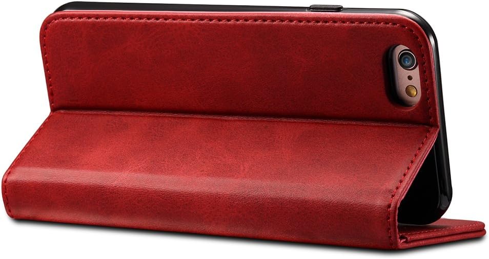 FLY HAWK Wallet Case Compatible iPhone Xs/iPhone 10S, Flip Premium PU Leather Cover Card Slot Holder with Kickstand for iPhone X/iPhone 10 (2017) 5.8 inch Red