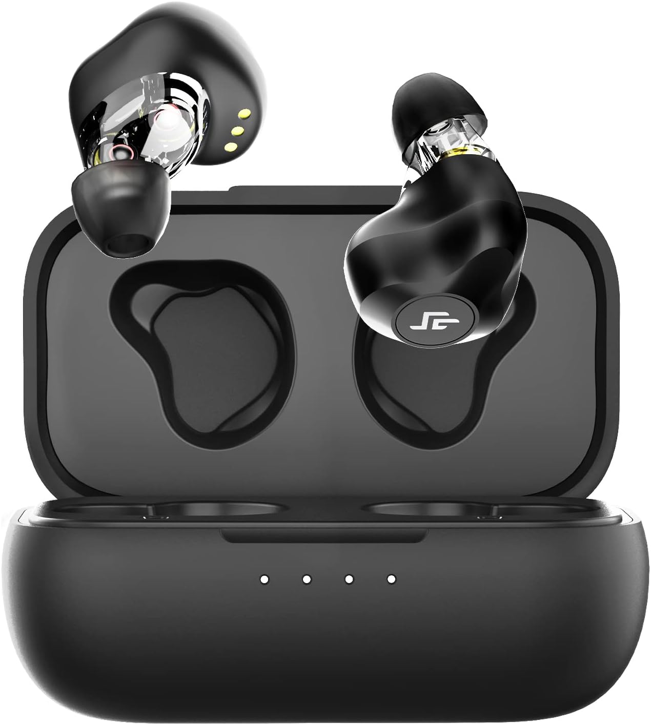 CrossBeats EVOLVE 2020 Dual Dynamic Drivers True Wireless Earbuds, Bluetooth 5.0 in-Ear Earphones Audio CVC Noise Cancellation Built in Mic, Charging Case, 24 Hours Playtime (Black)