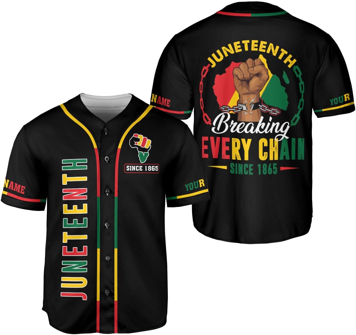 Custom Juneteenth 1865 Freedom Baseball Jersey Celebrating Black History Month, Independence Day Pride Flag Apparel Men Women