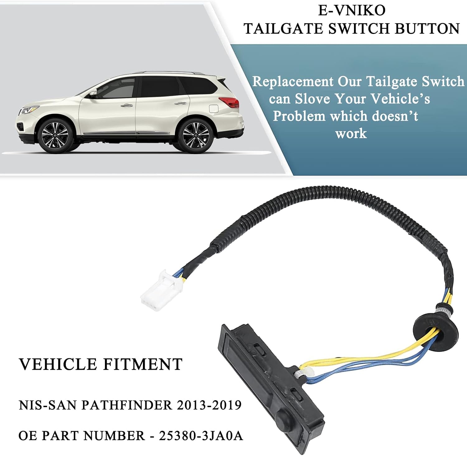 Rear Liftgate Trunk Open Release Switch Compatible for Nissan Pathfinder 2014-2019 Replace Tailgate Lid Switch 25380-3JA0A