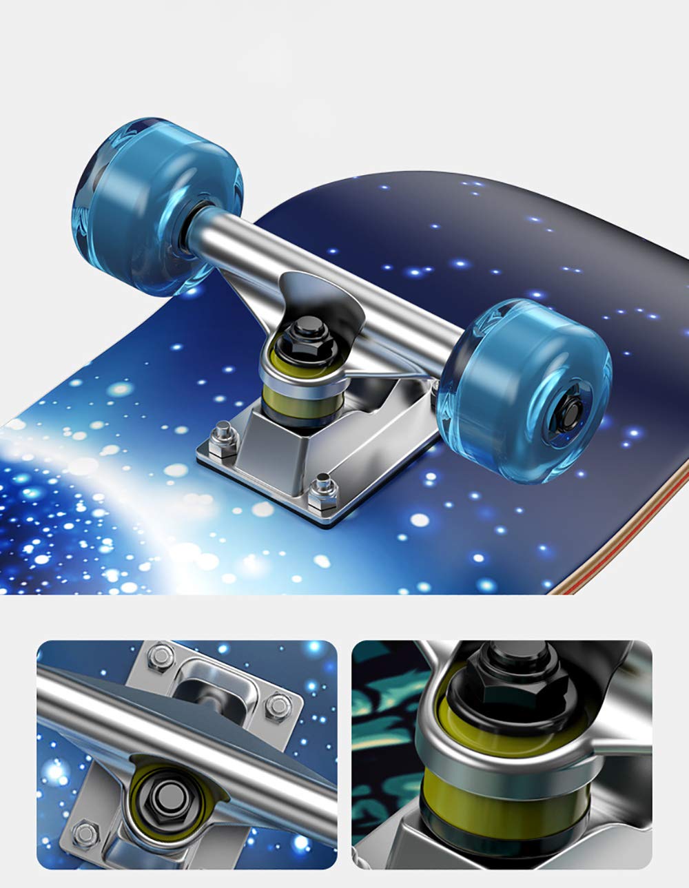 AAA Legno d'Acero Skateboard Completo, 30 * 8in PU Resistente Usura Ruota+ABEC-7 Muto Cuscinetti carico330 lb, per Adulti e Bambini,