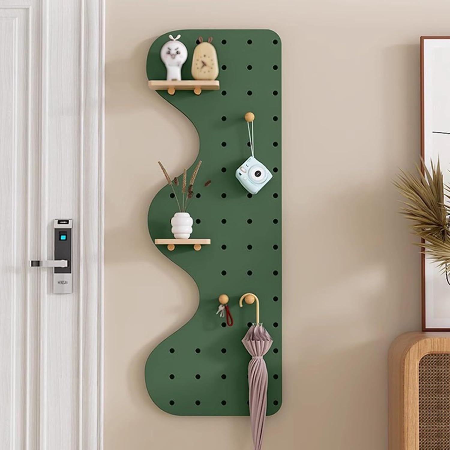 Stecktafel, Wand-Organizer, Massivholzplatten, Stecktafel, Kombinationsset, Wandhalterung, Display-Pegboard, Panel für Bastelzimmer, Küche (weiß)