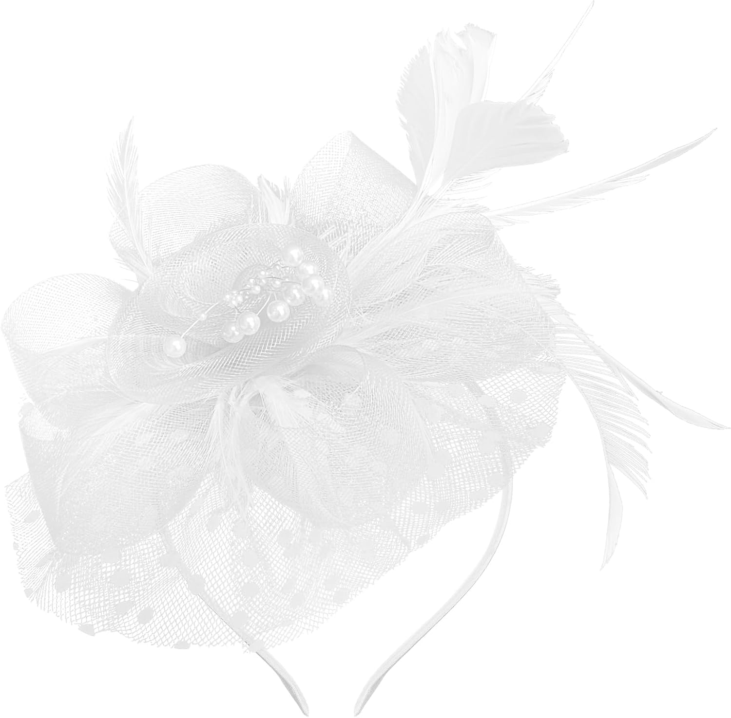 Girls Tea Party Fascinators Hats Girls Church Hats 20s 50s Pillbox Hat Cocktail Mesh Flower Pearl Feather Headband - Image 7