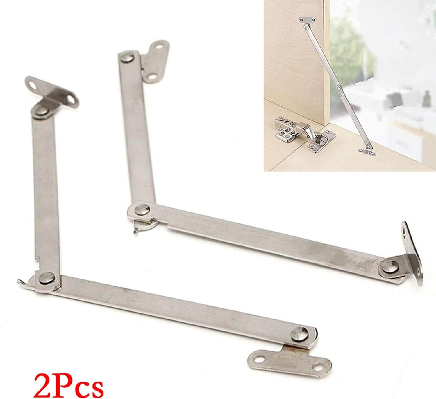 2Pcs Stainless Steel Cabinet Hinge，Cupboard Furniture Doors Close Lift Up Stay Support Hinge Kitchen Furniture Hardware