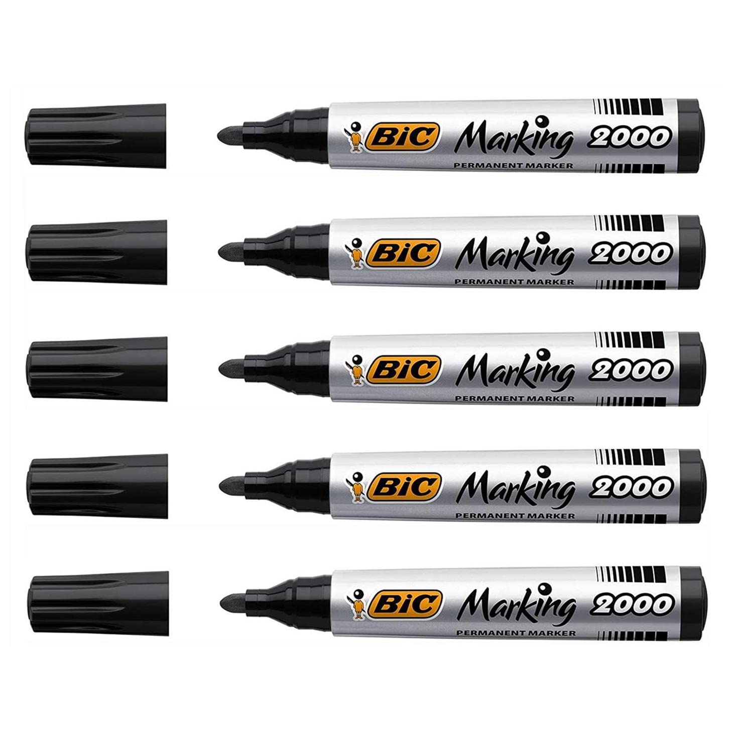 BIC Marking 2000 Permanent Marker Pens Large Black Pack of 5