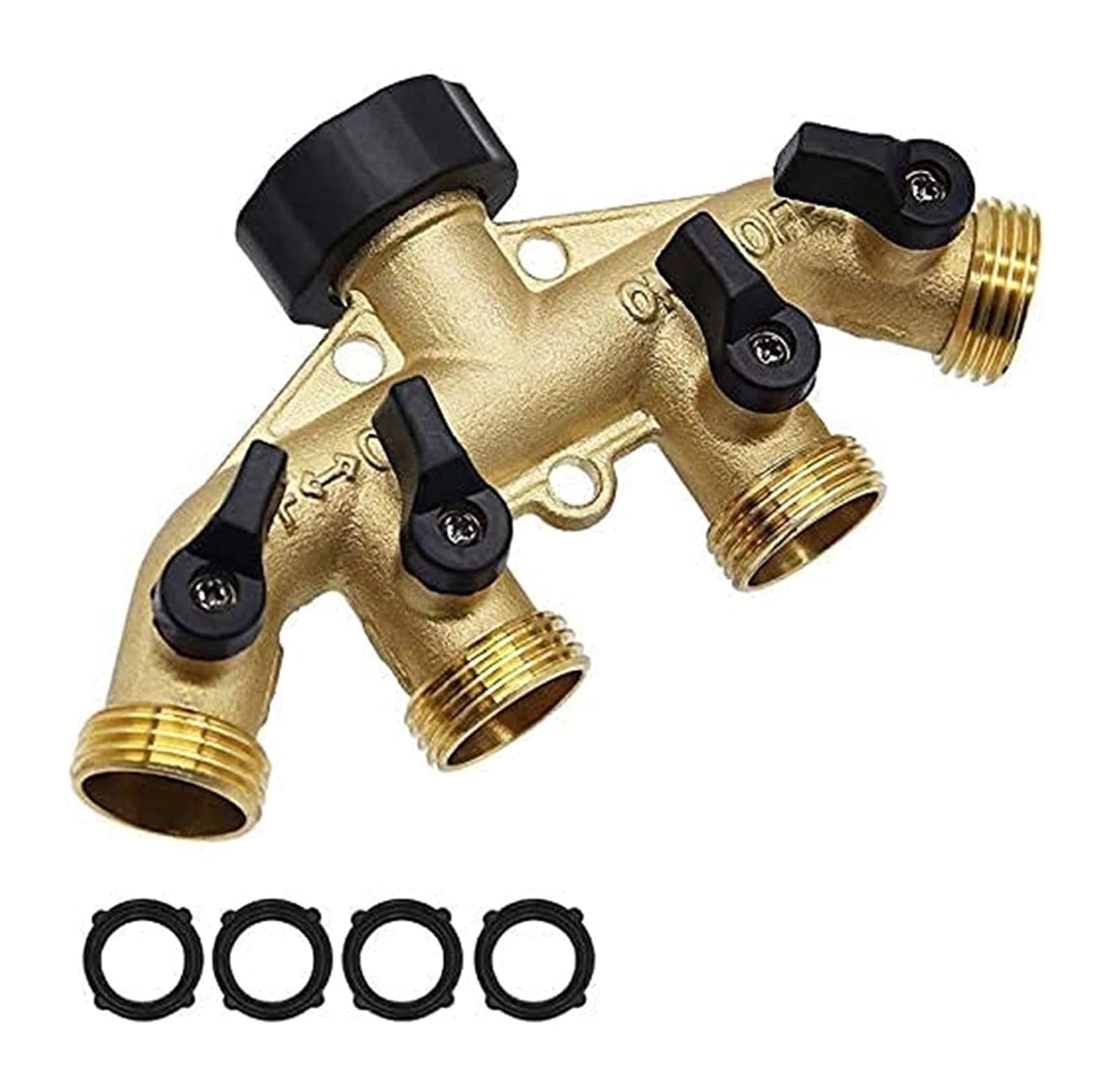 Btgpmwld One Color 4 Way Hose Splitter, 4 Way Brass Hose Splitter Manifold, 3/4" Garden Adapter Connector