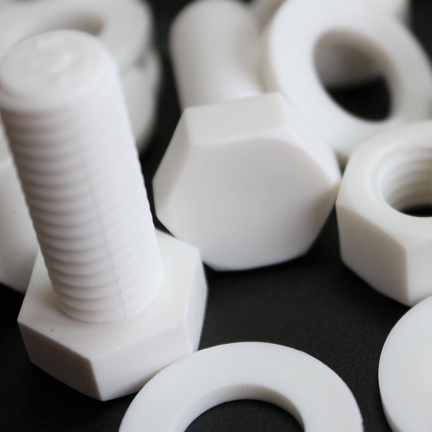 20x White PP Hex Head M12 x 30 mm Plastic Bolts, Nuts & Washers, Anti-Corrosion, Chemical Resistant