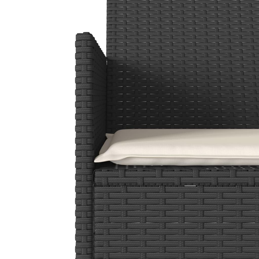 Gartensofa 2-Sitzer mit integriertem Tisch Poly Rattan Gartenbank mit Kissen Lounge-Doppelsofa für Balkon Terrasse und Garten Schwarz 126x59x82 cm