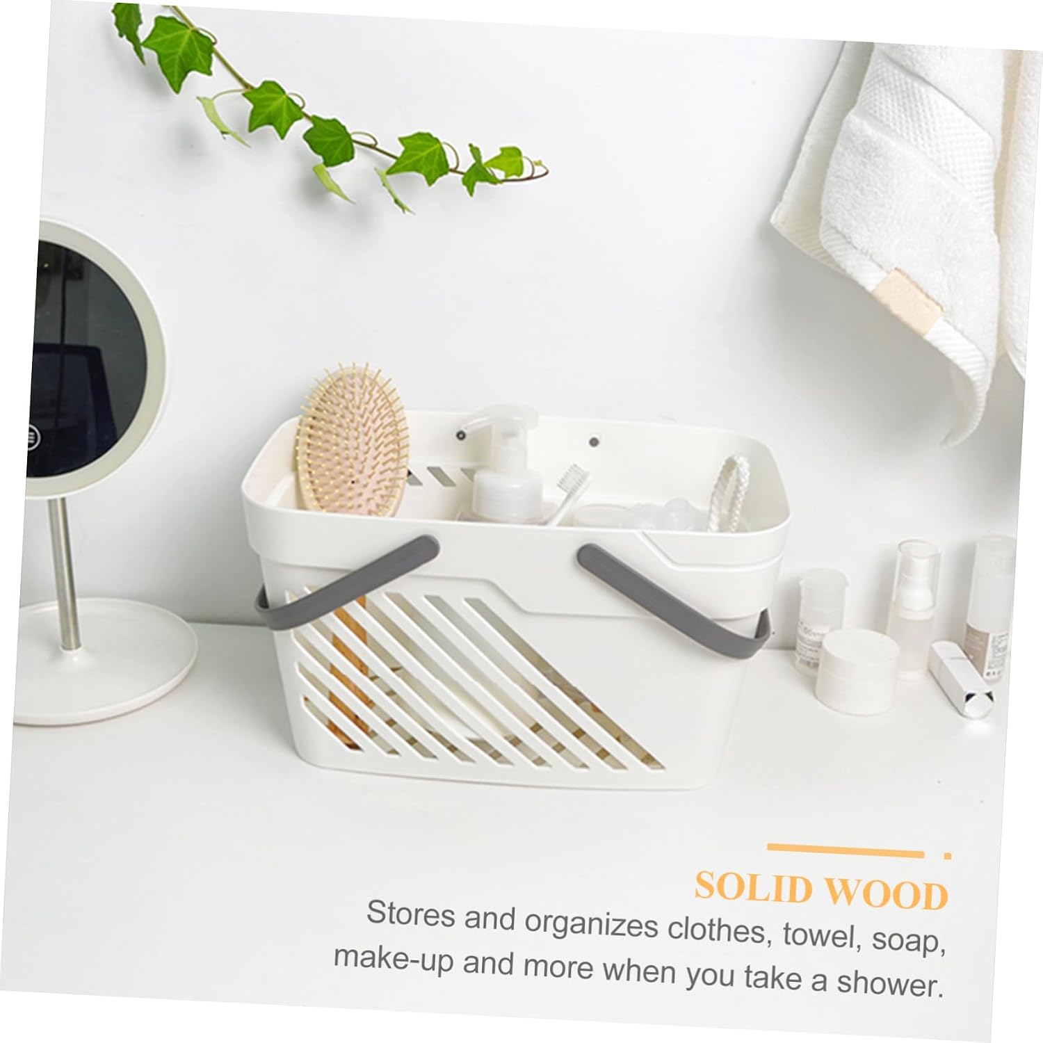 Portable Rectangular PP Basket with Handle for Home Bathroom image 3