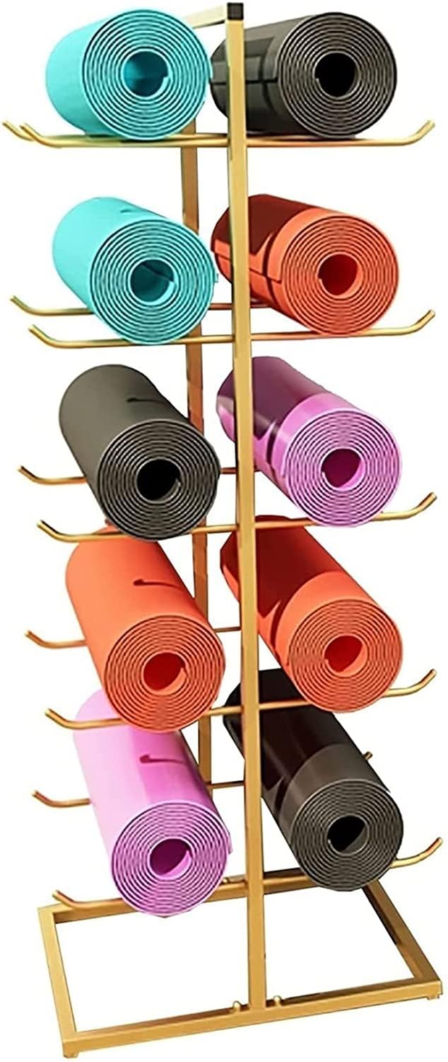 Support tapis de yoga double face en métal rack 5 niveaux pour 10 tapis