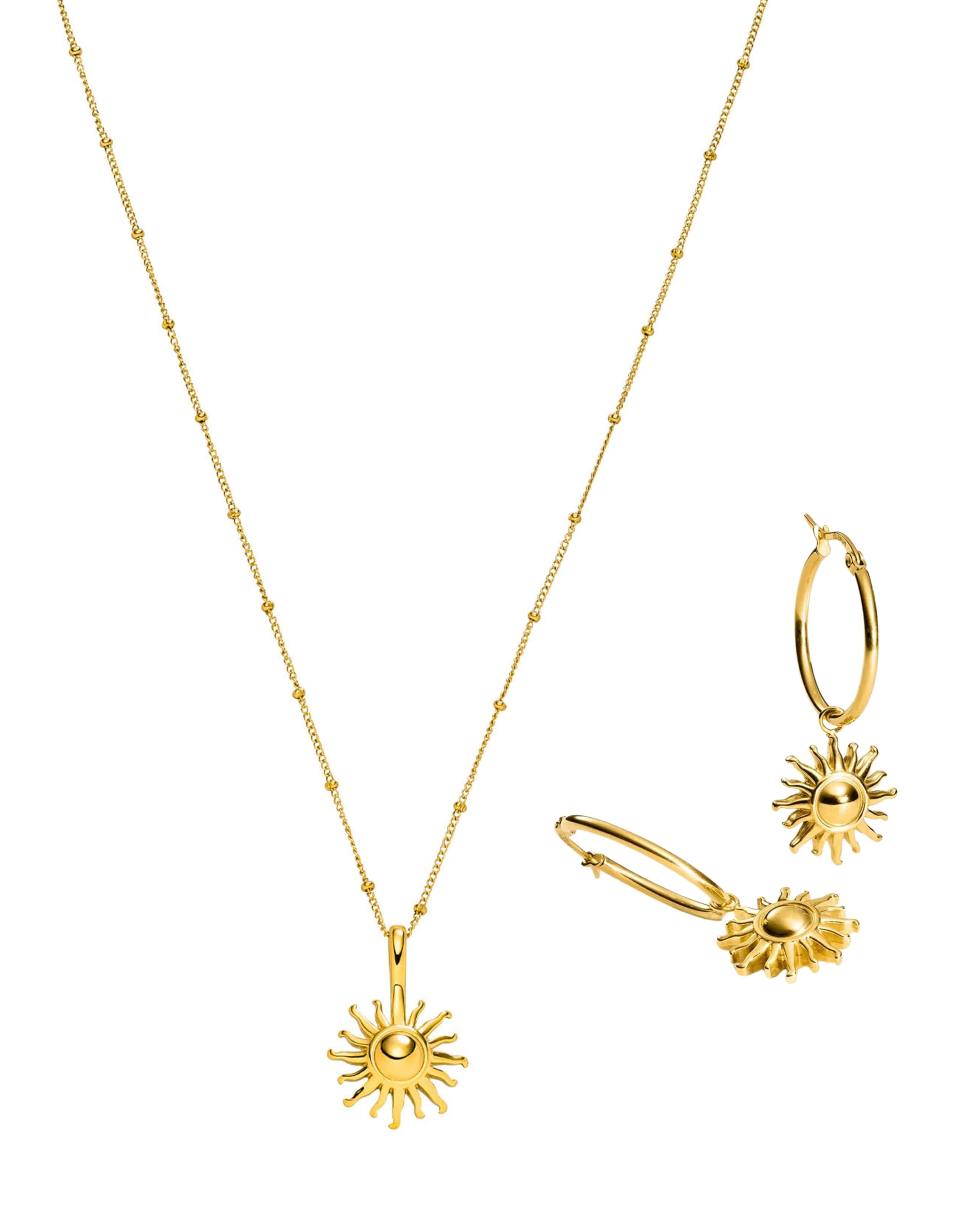 Purelei Inner Sun Bundle Kette & Ohrringe – Schmuck Set aus Kette Damen und Ohrring aus Edelstahl (14K vergoldet) – Verstellbare Länge – Hawaiianisch inspiriert & wasserfest