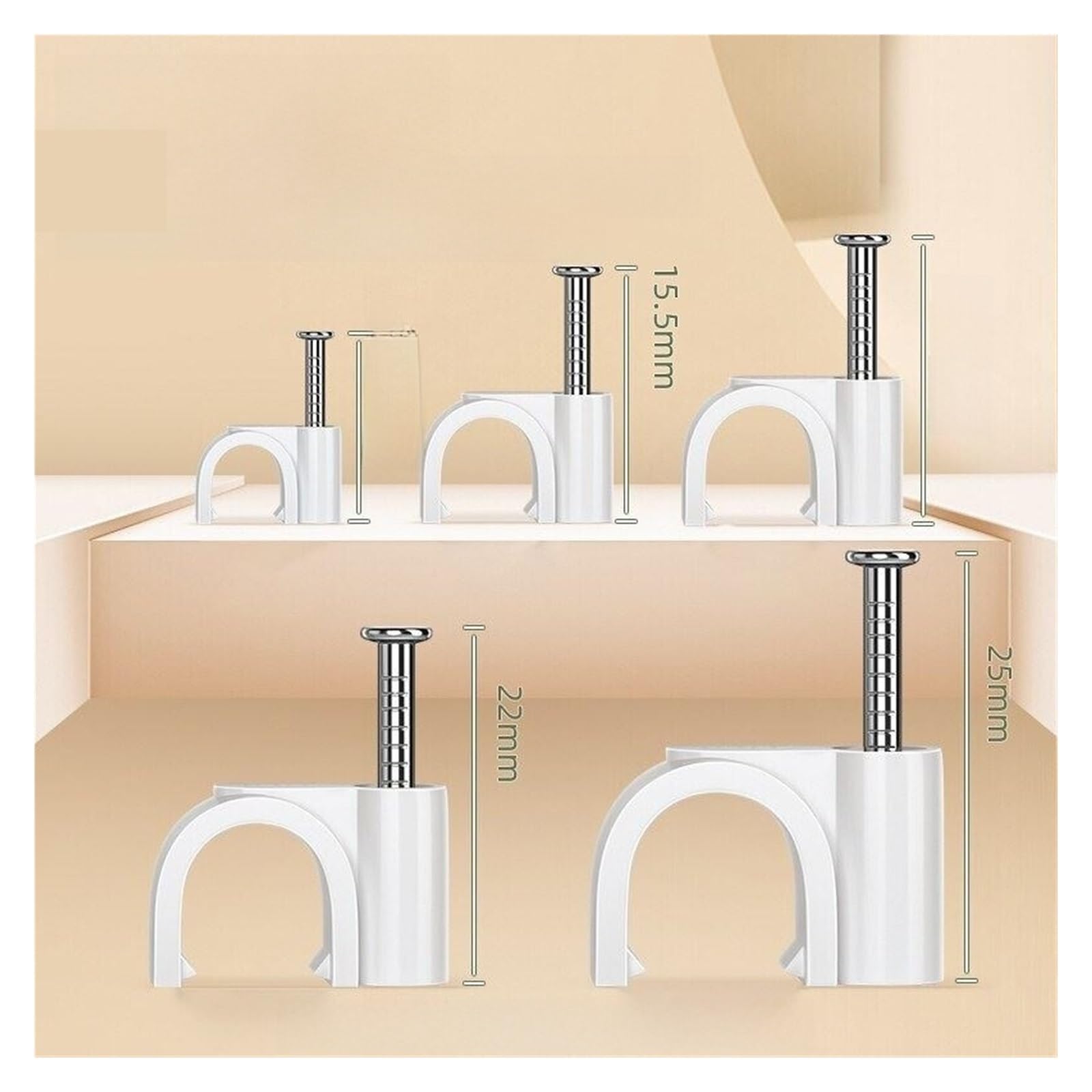 Clips de câble Ronds Organiseur de câbles et de clous muraux en acier avec pince à fil ronde(Round 18mm 100)