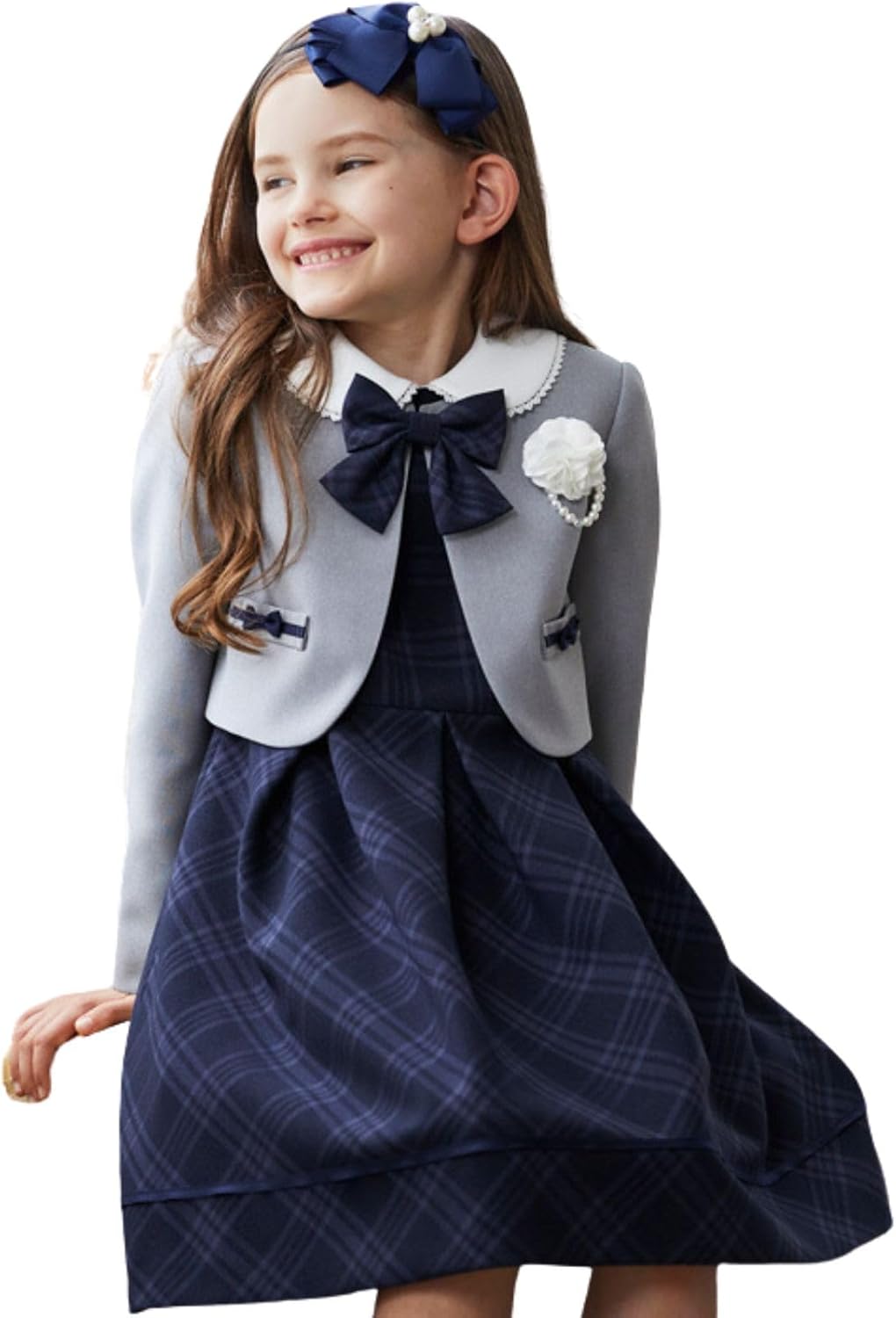 CHOPIN ショパン グレー 入学式 ワンピース 格子柄アンサンブル 120