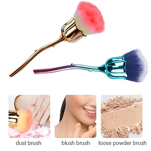 Miniatura 2 de XEAOHESY 2 brochas de maquillaje de flores de rosa brocha de rubor de flores brochas de maquillaje súper grandes brochas de maquillaje para polvo