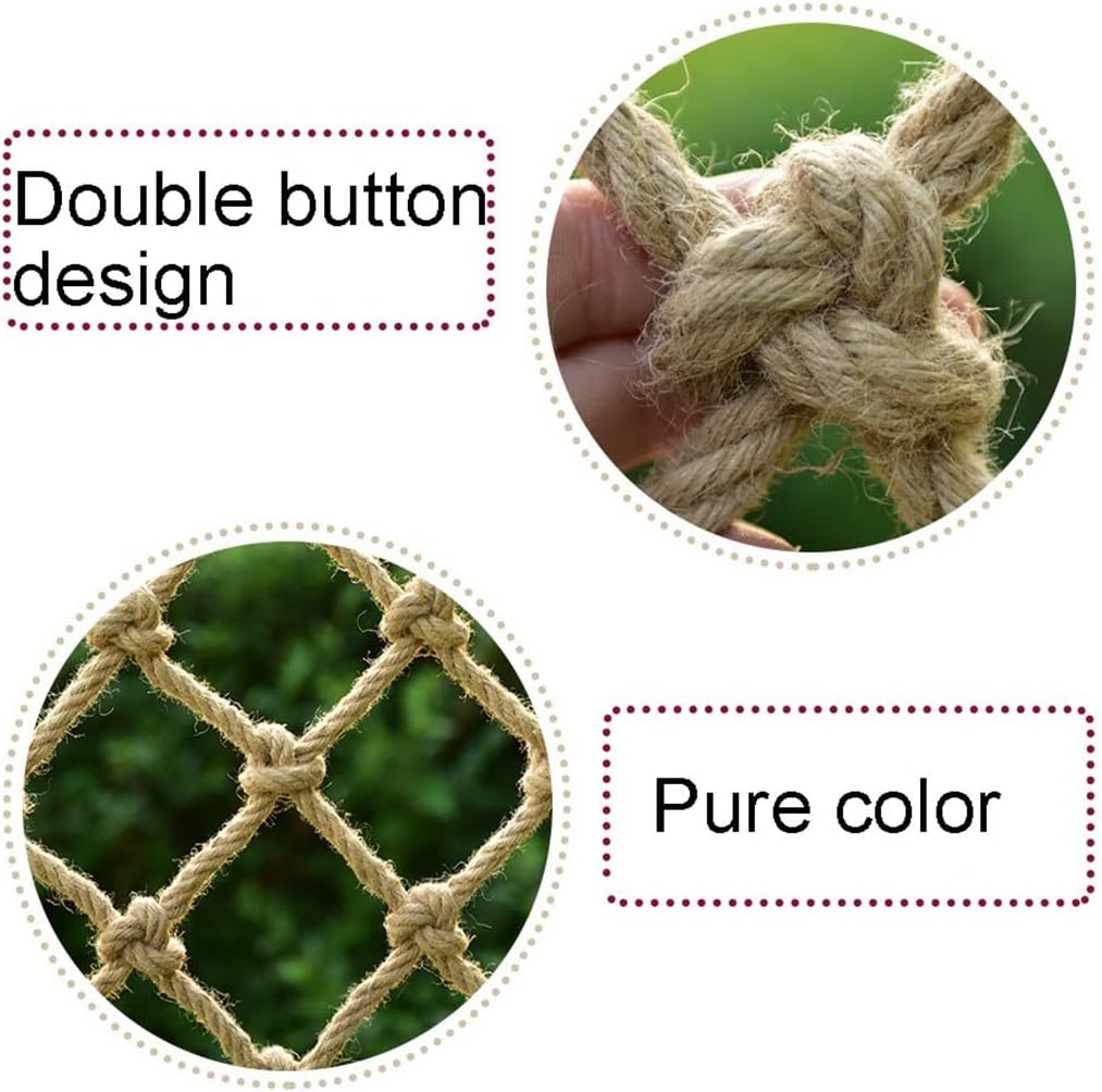 Hand Woven Hemp Rope Cat Fence Net - 8mm Diameter, 3.15in Mesh, Decorative Ceiling & Shed Partition Safety Net for Cats, Durable Hanging Pet Barrier