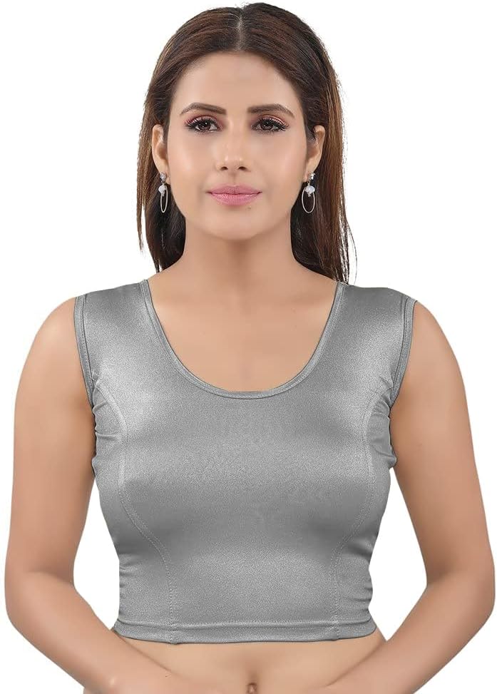 themilestocks Women's Blouses Readymade Gold Stretchable Saree Crop Top Choli Free Size Sparkling