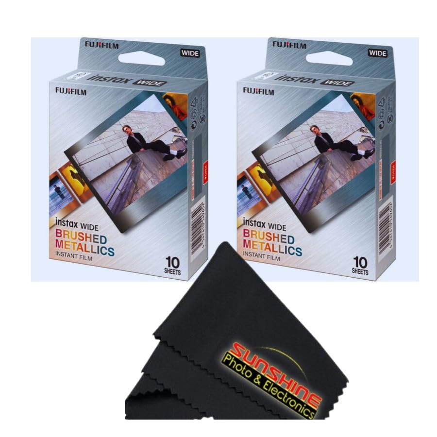 Film Instax Wide métallique brossé FUJIFILM 2 paquets de 10 poses pour photo argentique
