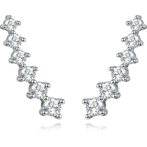 Earrings Climbers for Women 925 Sterling Silver Ear Cuffs Hoop Climber Earrings CZ Climbers Earrings