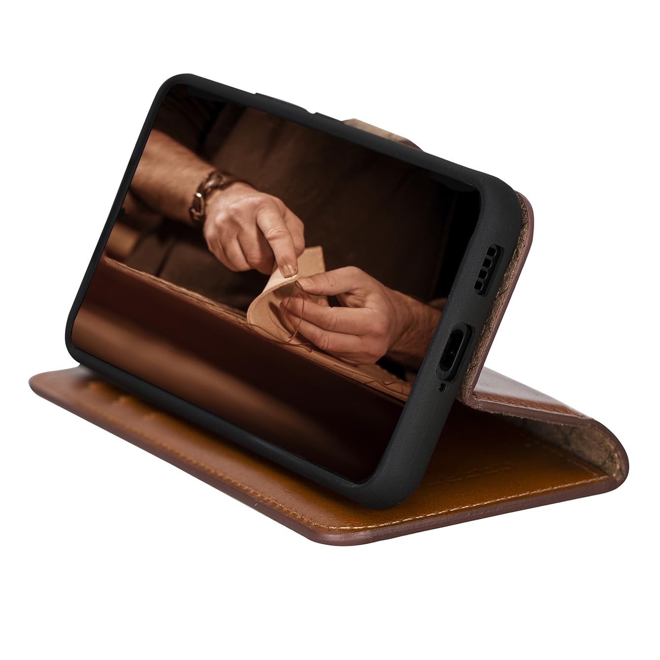 Custodia per Samsung Galaxy S24 Plus (6,7 pollici) – Custodia Premium in vera pelle con funzione Kickstand, Bookcase removibile, chiusura magnetica e tasca per carte