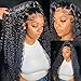 Pizazz 13x4 HD Transparent Lace Front Wigs Human Hair with Baby Hair Bleached Knots Black Color 180 Density Brazilian Deep Wave Human Hair Wigs for Black Women(20 Inch, Black color)