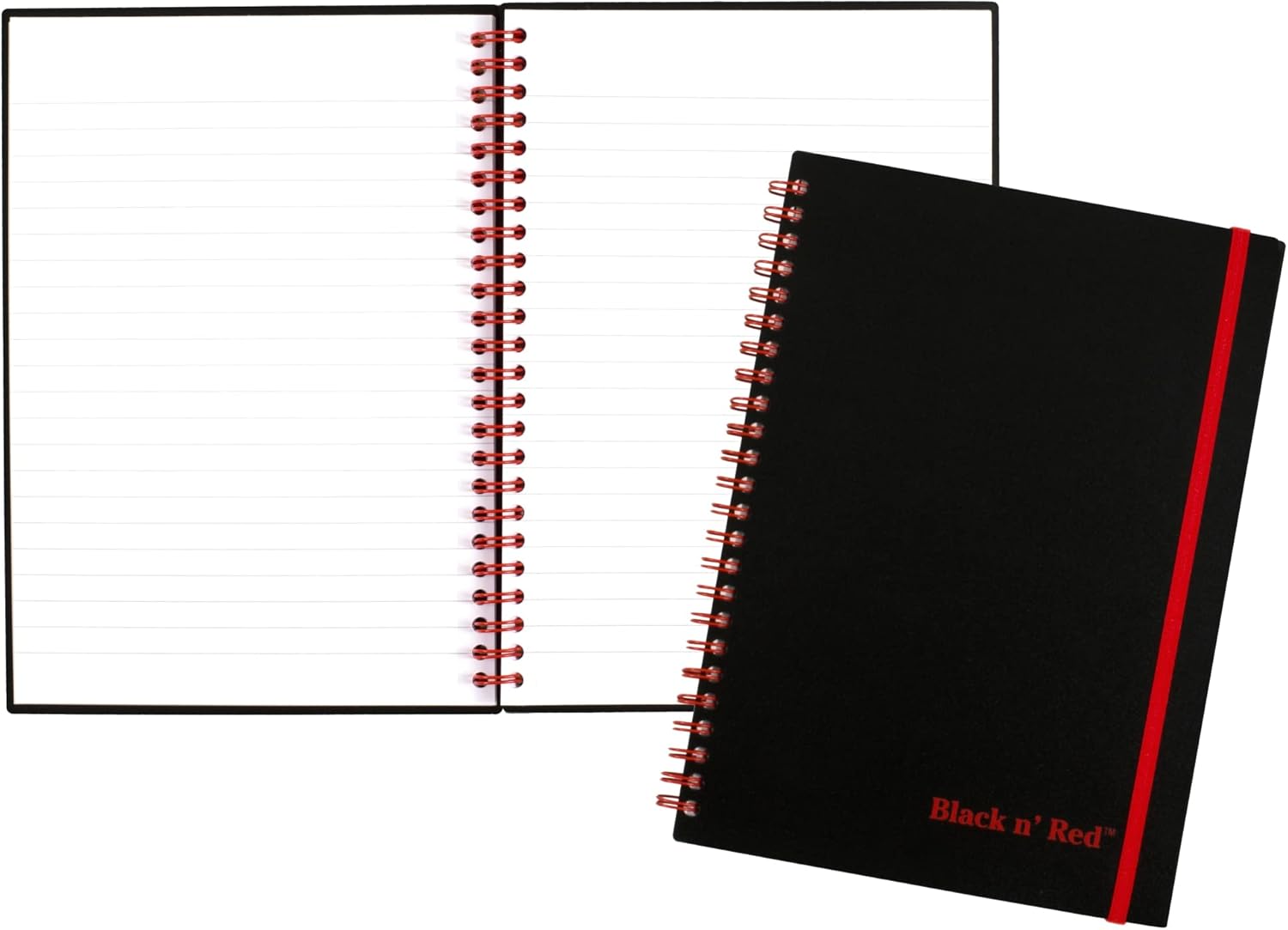Product image of Black n' Red Notebook, Business Journal, 8-1/4" x 5-7/8", 70 Sheets, Ruled, Optik Paper, Scribzee App, Flexible Poly Cover, Wirebound, Black (C67009)