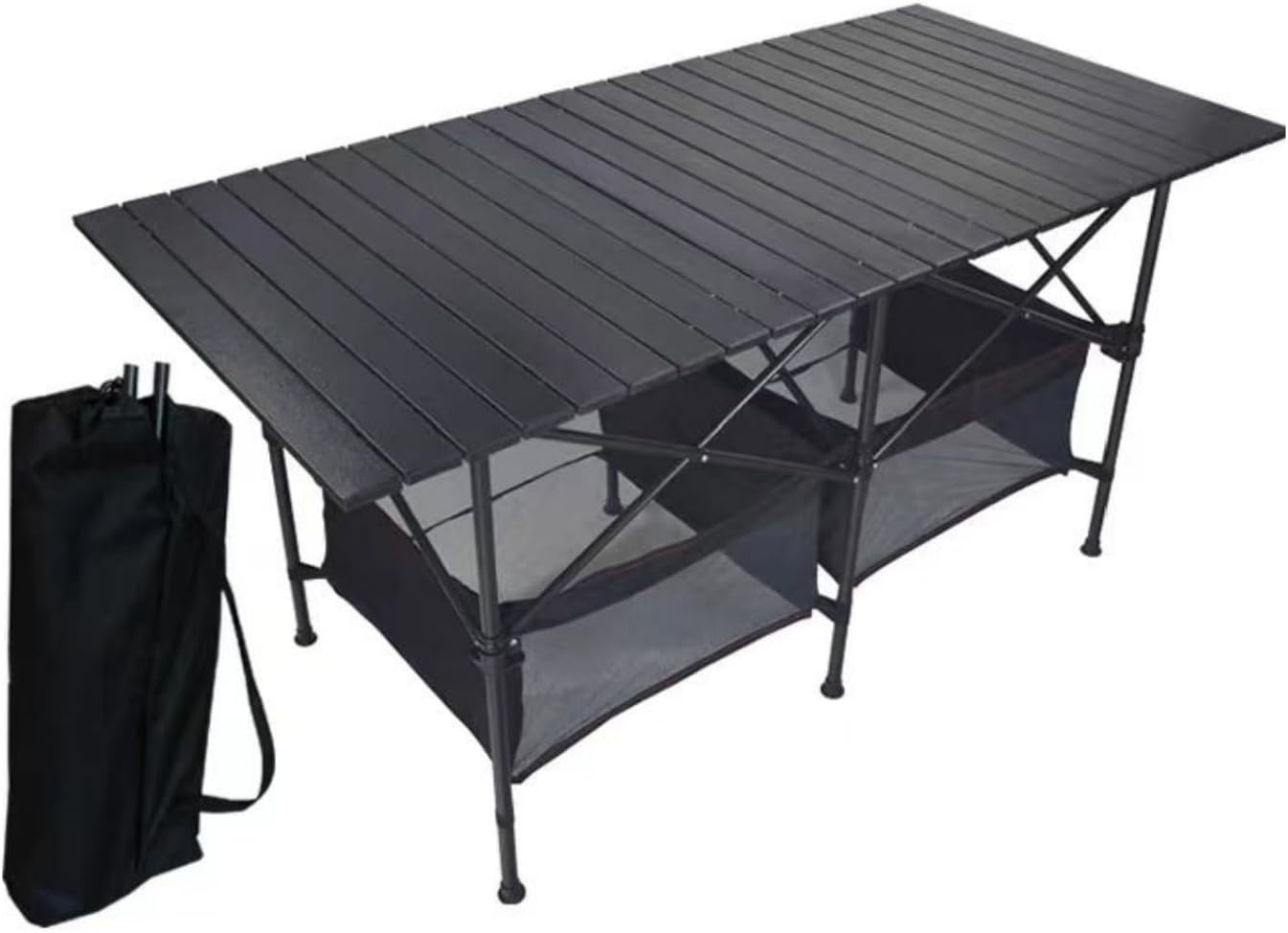 DAYONG Foldable Camping Table, 95 * 55cm Aluminum Roll-up Picnic Table, Outdoor Backpacking Table with Storage Bag for BBQ Beach Picnic Cookout Backyard Party. (colourB)