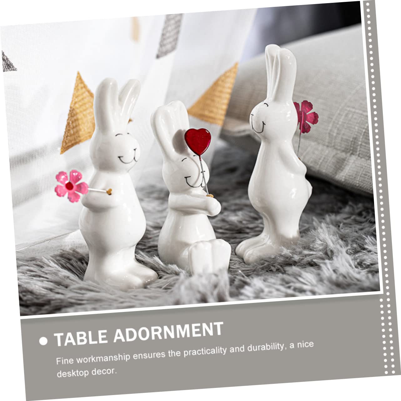 Cabilock 6pièces Décoration De Table Forme De Lapin Statue Décorative Céramique Accessoire De Photographie pour Maison Et Bureau