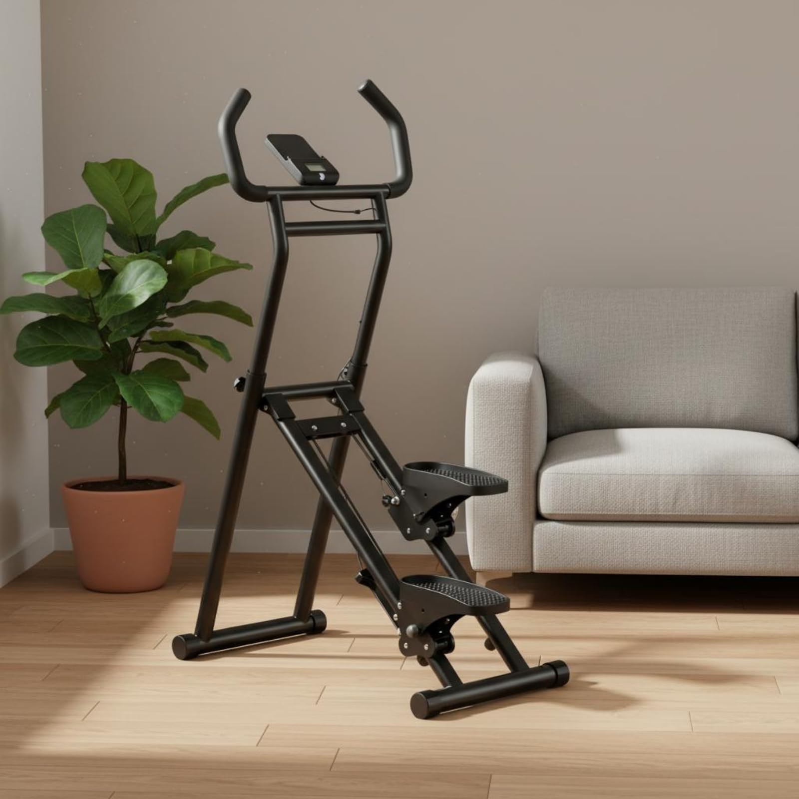 Milageto Saliscale Fitness Domestico Salvaspazio Stepper Verticale Regolabile Struttura Robusta Stepper Display Display Digitale per Casa