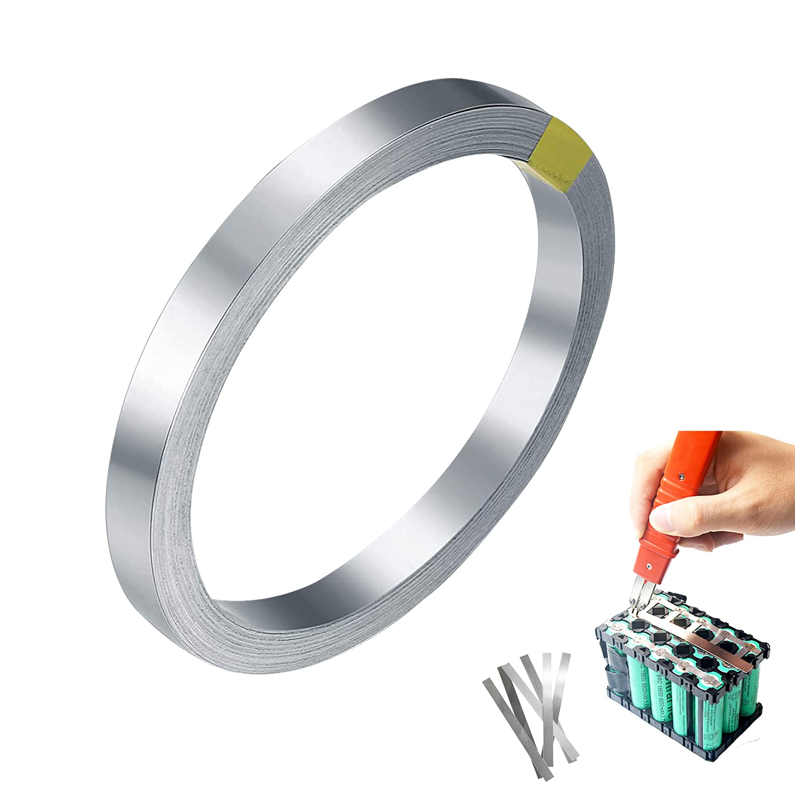 0.15x8MM Nickel Plated Strip, Battery Pack Welding Belt, 18650 Lithium Battery Nickel Strip for Li-Po Battery, NiMh NiCd Battery Pack Battery Welding Belt Lug(10M)